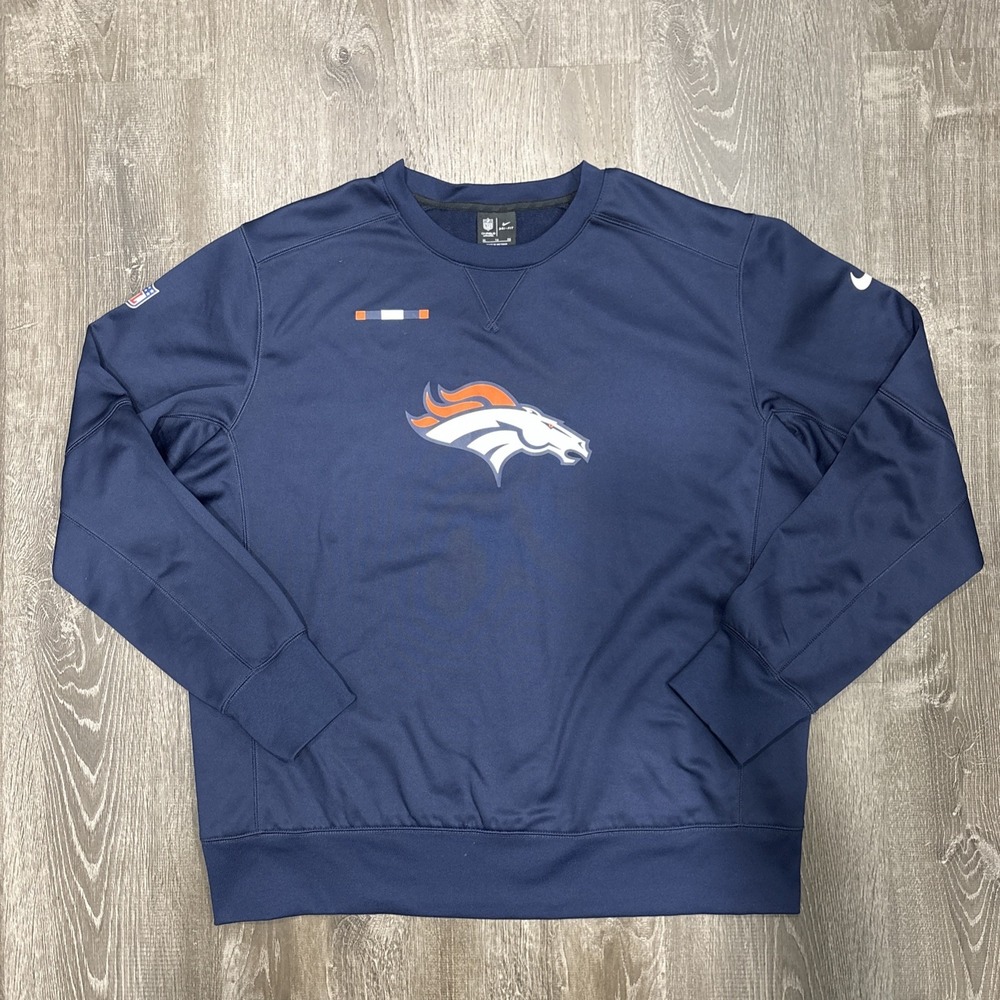 Nike On Field Denver Broncos Long Sleeve Men's XL Dri Fit Performance Sweatshirt